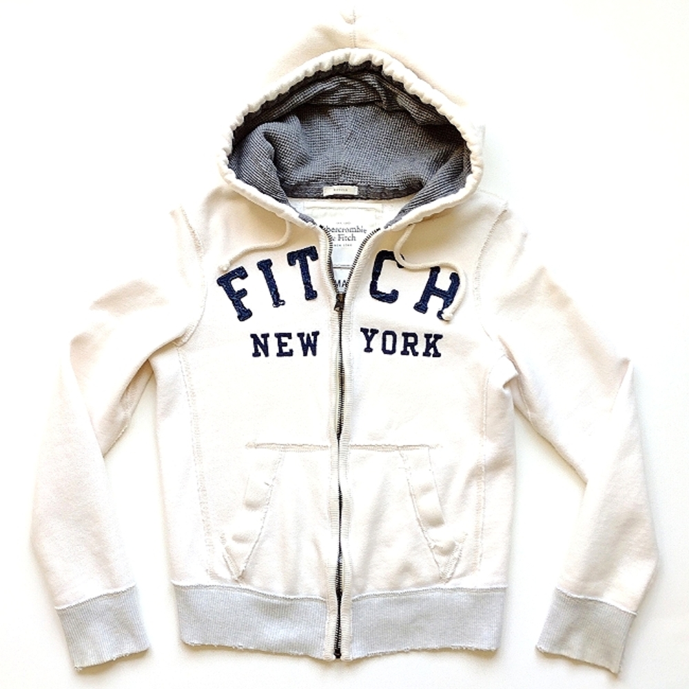 Abercrombie and Fitch Muscle Hoodie Full Zip Distressed Vintage Sweatshi…